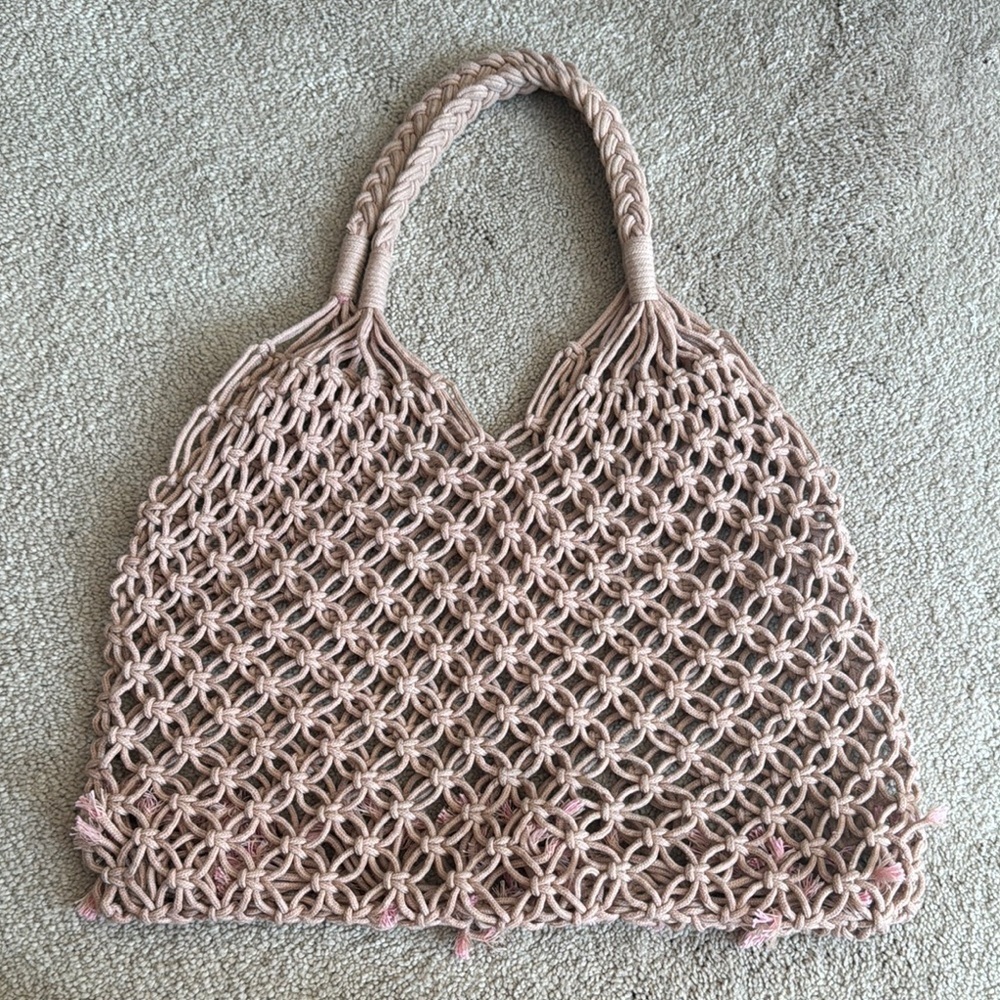 Elegant Pink Woven Tote Bag